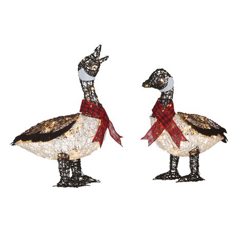 CANVAS LED Canadian Cabin Geese Christmas Decoration, 2-pack