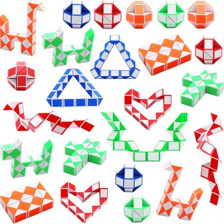 Sunshane 24 Pack Magic Snake Cube, Mini Snake Speed Cubes