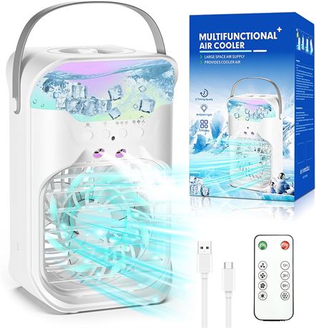 iFTY Portable Mini AC Unit, Remote Control, 1.5L Tank, 7 Night Lights