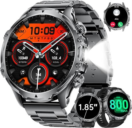Smartwatch for Men 1.85" Screen, 800mAh, Calls & Messages, 110+ Sports