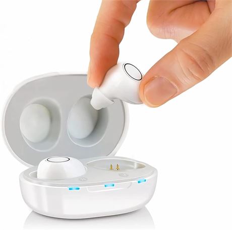 JINGHAO Amplificateur auditif rechargeable ITE Blanc avec  tui portable
