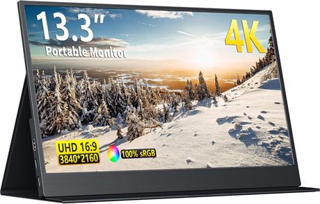 Moniteur portable 4K 13,3" IPS USB-C HDMI, haut-parleurs
