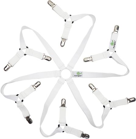 Toweter Adjustable 6-Sided Fitted Sheet Straps, Crisscross Bed Fasteners