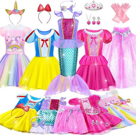 Princess Dress Up Clothes for Toddler Girl - Toy Gift Set 3-8