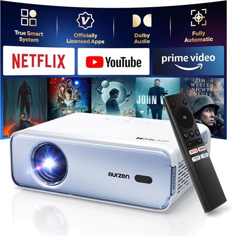 Aurzen Eazze D1 4K Projecteur HDR10, auto-focus, WiFi/Bluetooth, bleu