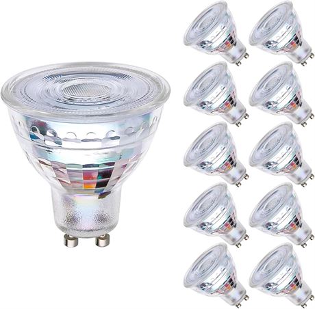 GU10 LED Bulbs 3000K Warm White 5.5W 55W Eq Dimmable Glass Cover Track 10-Pack