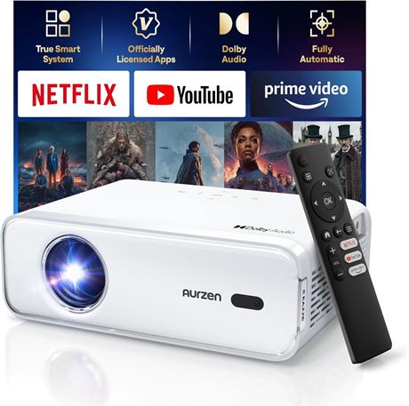 Netflix-Officially Aurzen Eazze D1 4K Smart Projector with HDR10, AF