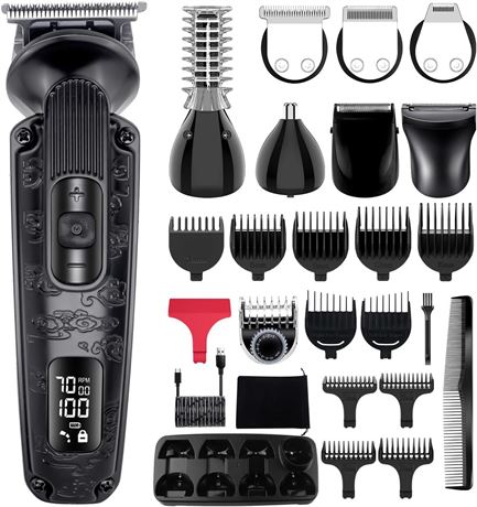 Hatteker Beard Trimmer 8-in-1, Cordless, Waterproof, Adjustable Speed