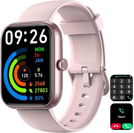 Smartwatch with Bluetooth Call, Alexa, HR & Sleep, 1.83" Dial, 100+ Modes