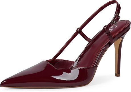 QIY Closed Toe Slingback Heels Pumps Strappy Pointed Toe Stiletto for Women