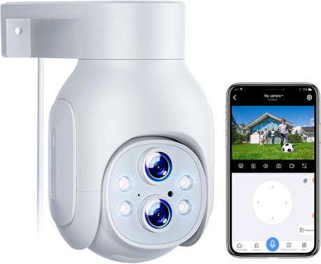 Dual Lens Outdoor Security Camera WiFi PTZ 3MP 10X Zoom Night Vision Audio