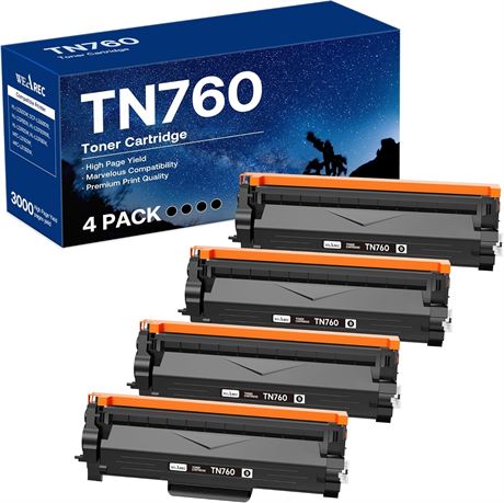 WEAREC Compatible Toner Cartridge for Brother TN760/TN730 - 4 Pack (Black)