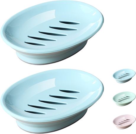 Kyraton 2 Pack Soap Dish, Non-Slip, Easy Cleaning Soap Holder