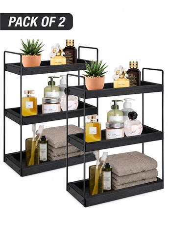 3-Tier Wood Bathroom Counter Organizer, Standing Cosmetic Tray Holder