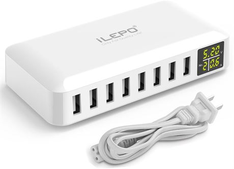 iNepo 8-Port USB Charging Station 40W with LCD Display