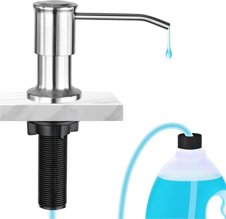 Built-in Sink Soap Dispenser, Brushed Nickel, 47" Tube, Easy Fill Pump Kit