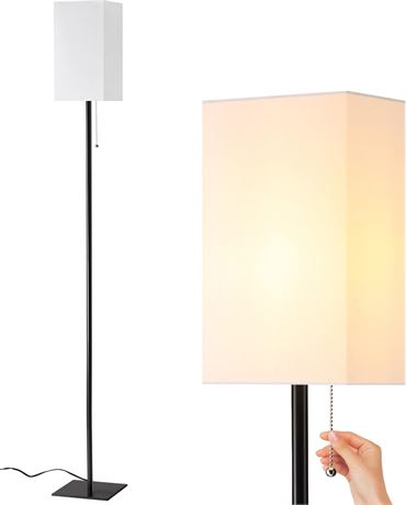 Lampadaire moderne noir abat-jour en lin chambre salon bureau