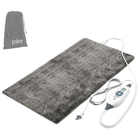 PureRelief Deluxe Plush Heating Pad, Fast Heat Therapy Pad, Grey