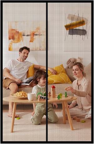 Porte Moustiquaire Magnétique 32x80” Noir Renforcé