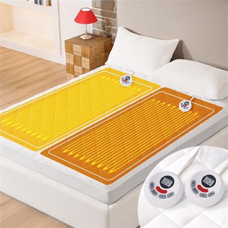 DOPEDIO Heated Mattress Pad Queen, Control, 12 Heat Settings, 8-21, White