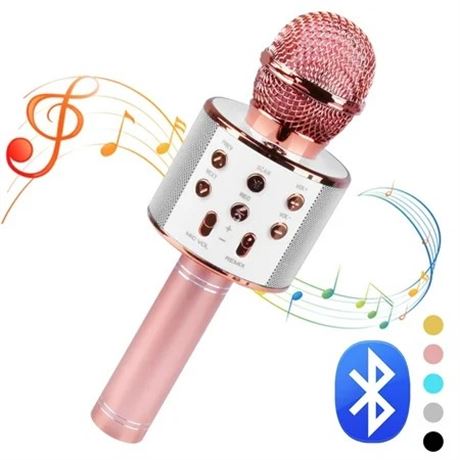 DIKTOOK micro karaoké Bluetooth portable enfants/adultes rose