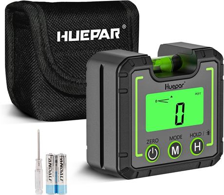 Huepar Digital Angle Gauge, Magnetic Base, LCD Display for Carpentry/Auto
