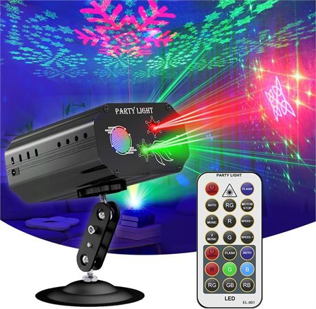Party Lights, Disco DJ Laser Strobe, Remote Control, Multiple Patterns