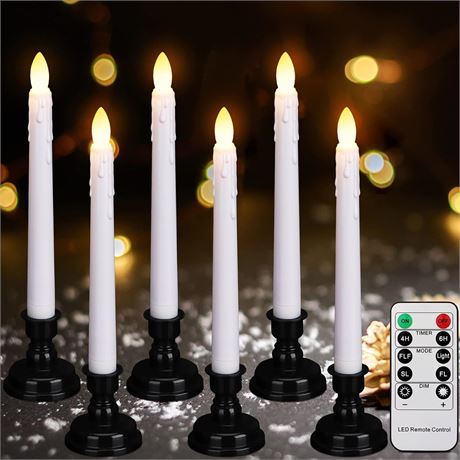 Bougies fenêtre LED télécommandées 6 pcs blanc support noir