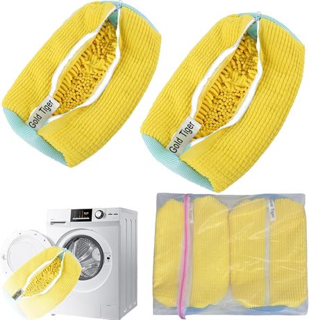 Shoe Laundry Bag for Washer/Dryer, Reusable Shoe Washing Bag (Yellow 2Pcs)