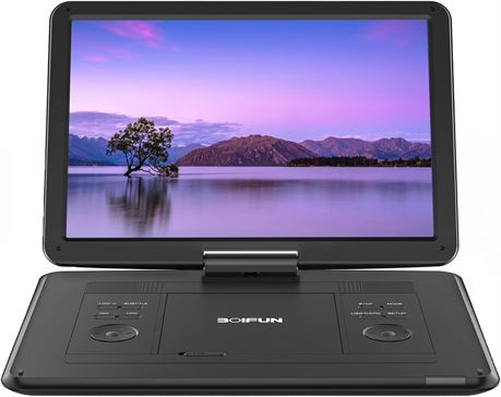 17.9in Portable DVD Player, 15.6in HD Screen, 6h Battery, USB/SD
