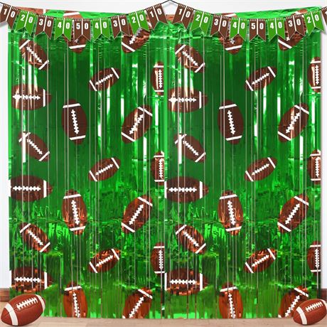 Knitgrip 2 Pack Football Green Photo Background Prop, Foil Fringe Curtain