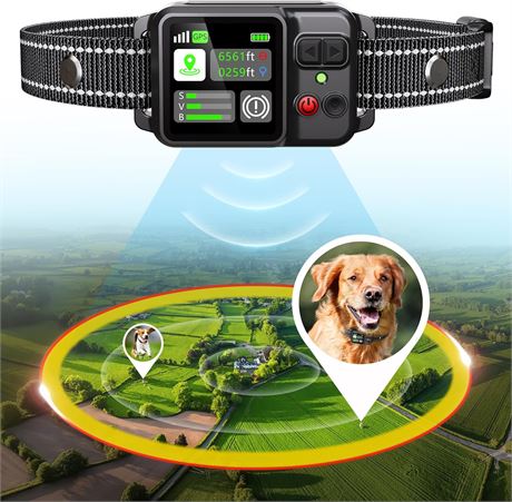 GPS Wireless Dog Fence System - Collar, Fence for Dogs | 6561 ft Radius