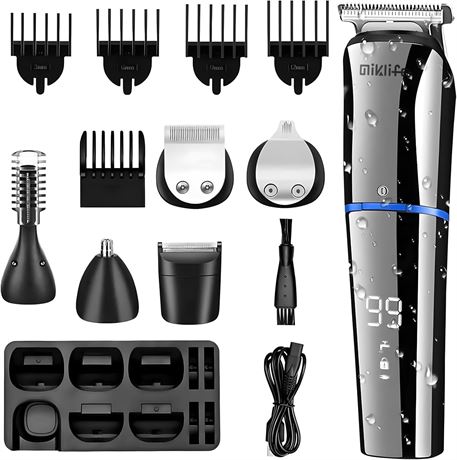 Tondeuse MIKLIFE 6-en-1 barbe/corps, USB rechargeable