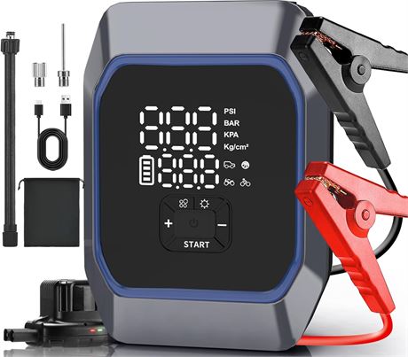 Démarreur de Voiture Portable avec Compresseur et Power Bank