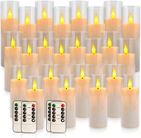 Bougies LED Vacillantes Transparentes Télécommande x24