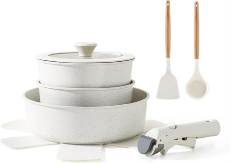 SENSARTE 9-Piece Nonstick Pots & Pans Set with Removable Handle, Induction Safe