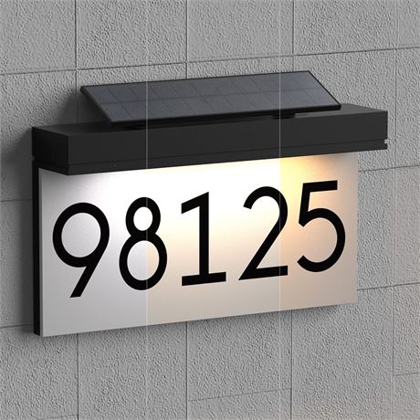 Solar Address Plaque with 3 Light Colors, Waterproof House Number Sign