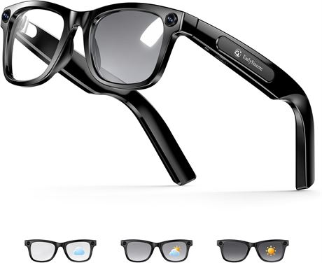 Unisex Smart Glasses, 8MP/4K Camera, 410mAh, AI Voice, Photochromic