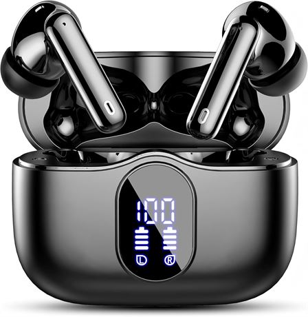 Wireless Earbuds Bluetooth Headphones 5.4 ENC Mic, IP7 Waterproof, Black