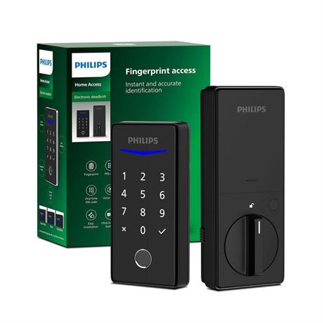 Serrure Électronique Matte Black, Tactile, Compatible Smart Devices