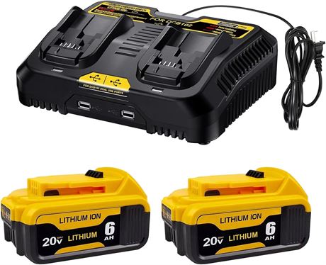 Dewalt 20V DCB206-2 6000mAh Batteries with DCB102 Charger Kit