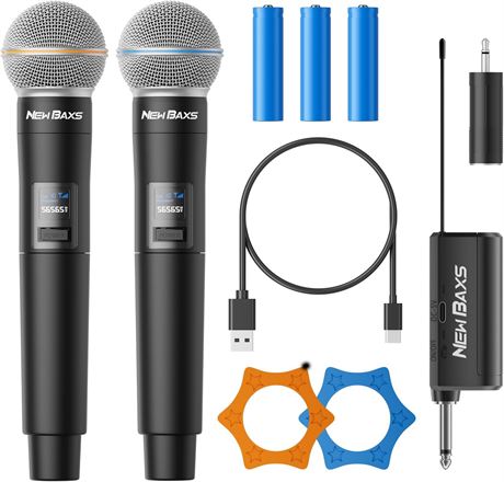 NEWBAXS Dual Wireless Handheld Microphones for Karaoke/Events