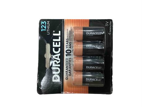 Duracell 123 Lithium Camera Batteries, 4-Pack