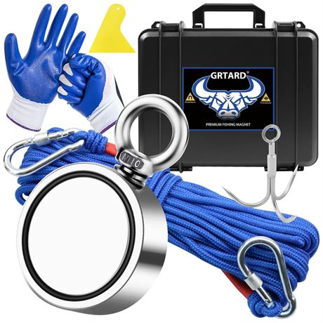 Grtard 1000Lbs Magnet Fishing Kit with Case Neodymium Magnets Double-Sided