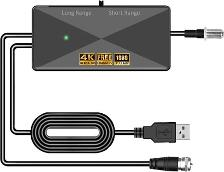 Indoor TV Antenna Amplifier Signal Booster, 25dB High Gain for TV Antennas Black