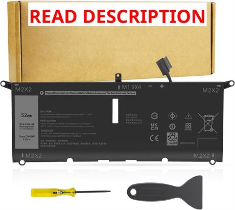Futurebatt DXGH8 7.6V 52Wh Laptop Battery for Dell XPS 13 9370/9380
