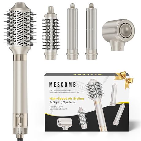 5-in-1 Hot Air Styler: Hair Dryer & Auto-Wrap Curlers, Volumizing Brushes