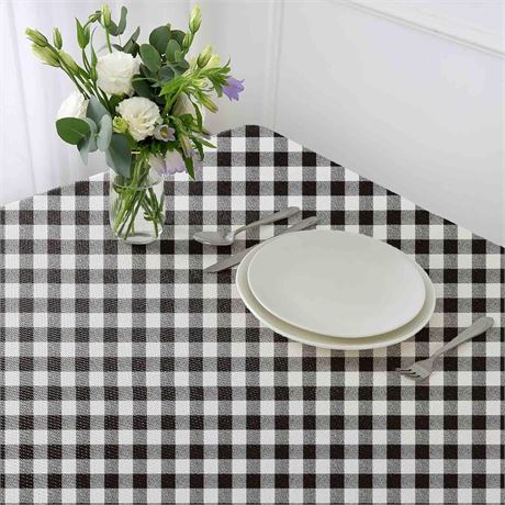 Artisan Flair Black White Checkered Tablecloth Flannel 54x72 Indoor Outdoor