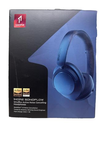 1MORE SonoFlow ANC Wireless Headphones, LDAC Hi-Res Audio, 70H Playtime Blue
