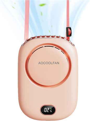 Ventilateur tour de cou CWNOTBHY rose mains libres